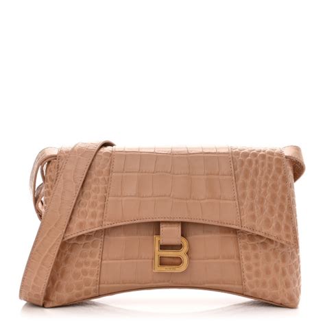 nude balenciaga bag|Womens Hourglass Small Handbag Crocodile。